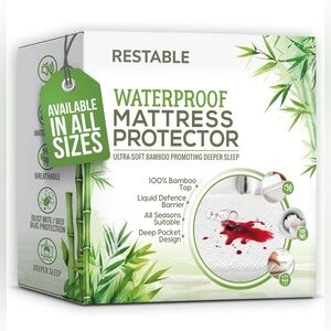 White Waterproof Mattress Protector, Size Queen